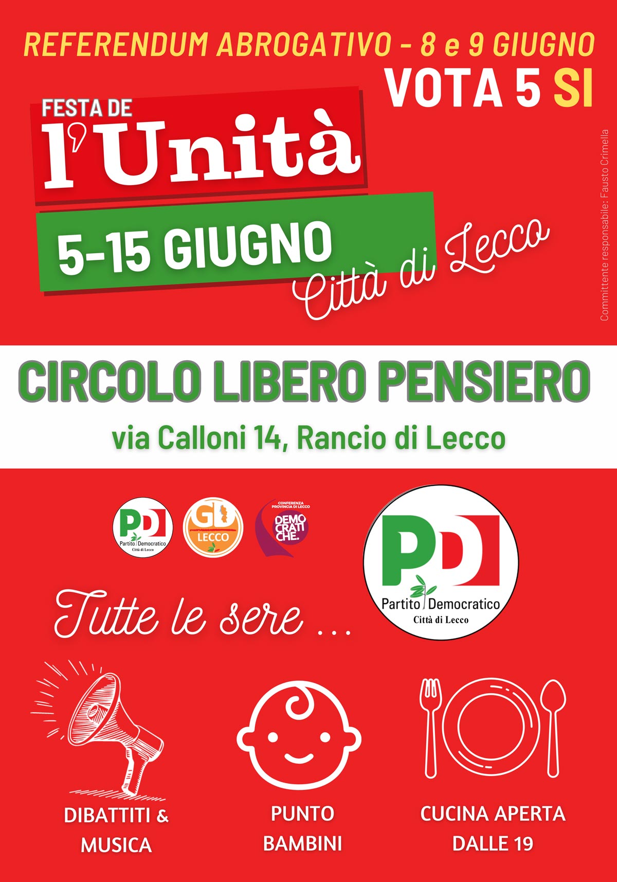 partito democratico lecco festa unità giugno 2025